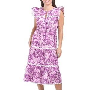 NEW Sail to Sable Flutter Sleeve Floral Midi Dress